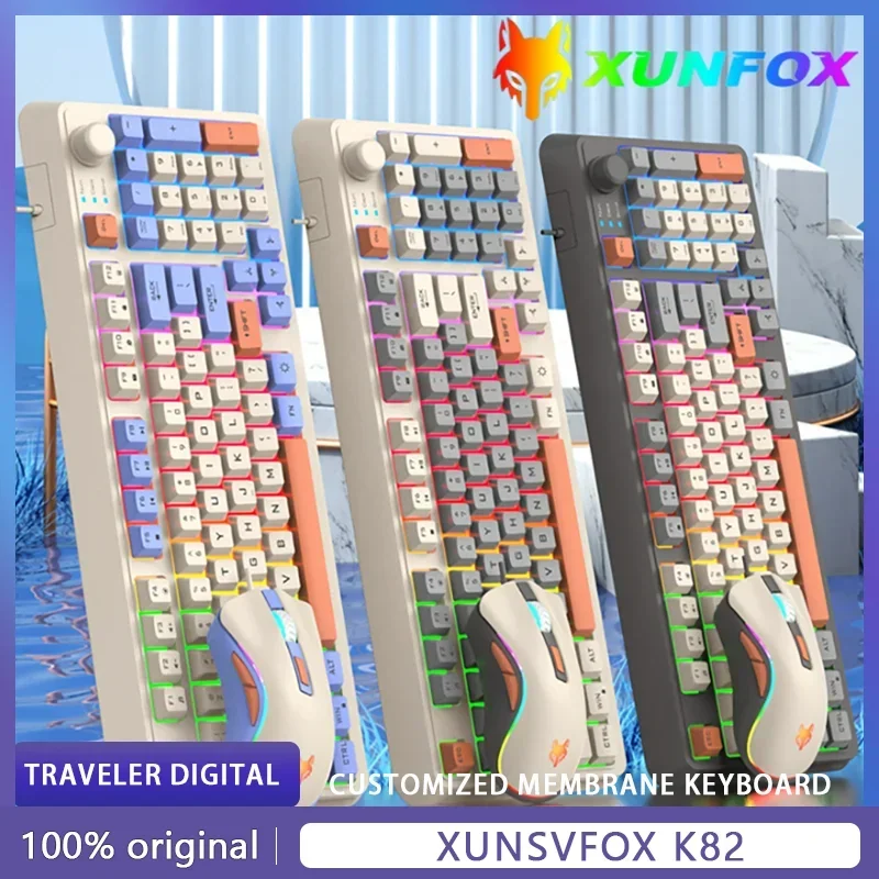 

Xunsvfox K82 Game Wired Keyboard With Three Color Blocks, Glowing Mechanical Feel, Desktop Computer Accessories, Cross-Border