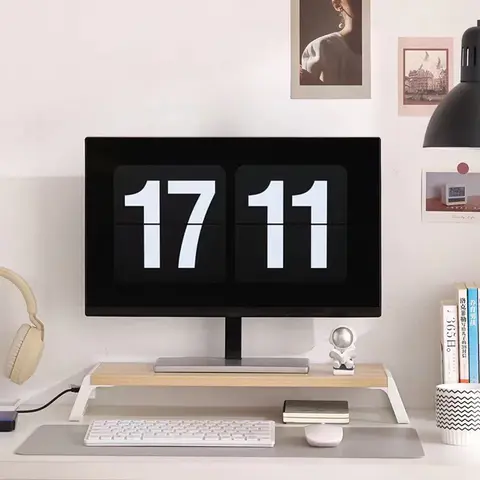 컴퓨터 모니터 스탠드 라이저, USB 허브 노트북 PC 화면 거치대 브래킷, 데스크탑 키보드 마우스 스토리지 정리함, 고속 충전