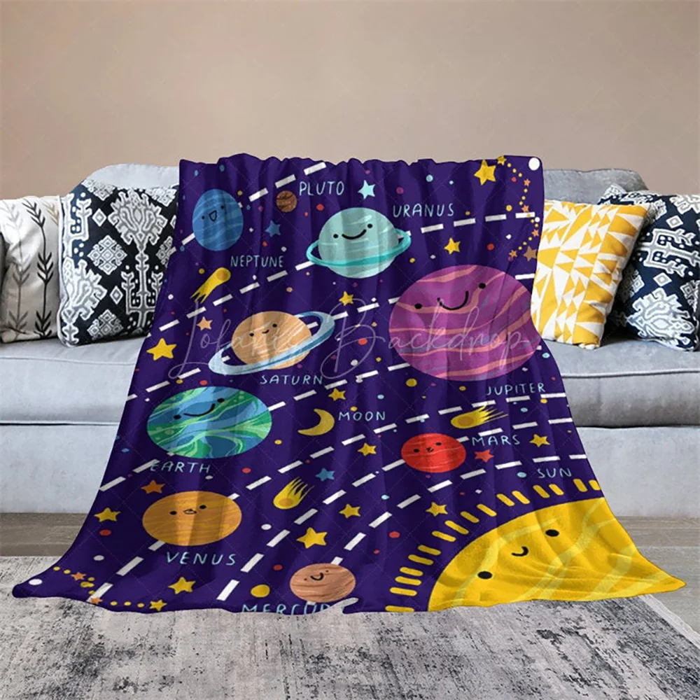 بطانية Blue Starry Galaxy Solar System اسم مخصص مقاس 50 × 60 بوصة، رمي شخصي لديكور مساحة الأطفال #2