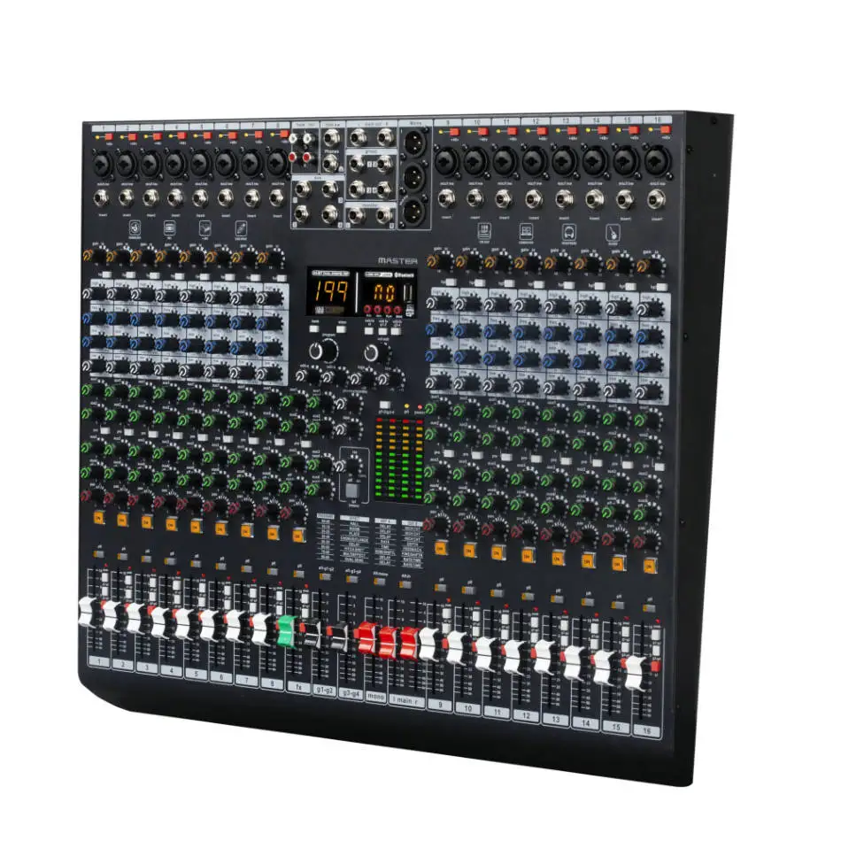 16-канальный профессиональный Bluetooth-микшер, 199-битный DSP, 4-диапазонный эквалайзер, MP3, 48 В, USB со звуковой картой, запись