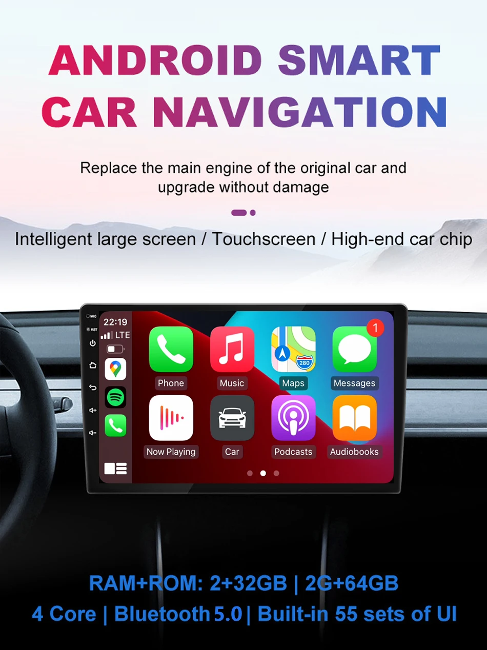 Wireless Carplay 2din Android 16 Car Radio Multimedia Video Player Universal 9/10 inch AutoRadio GPS Navigation 4G WiFi DVD
