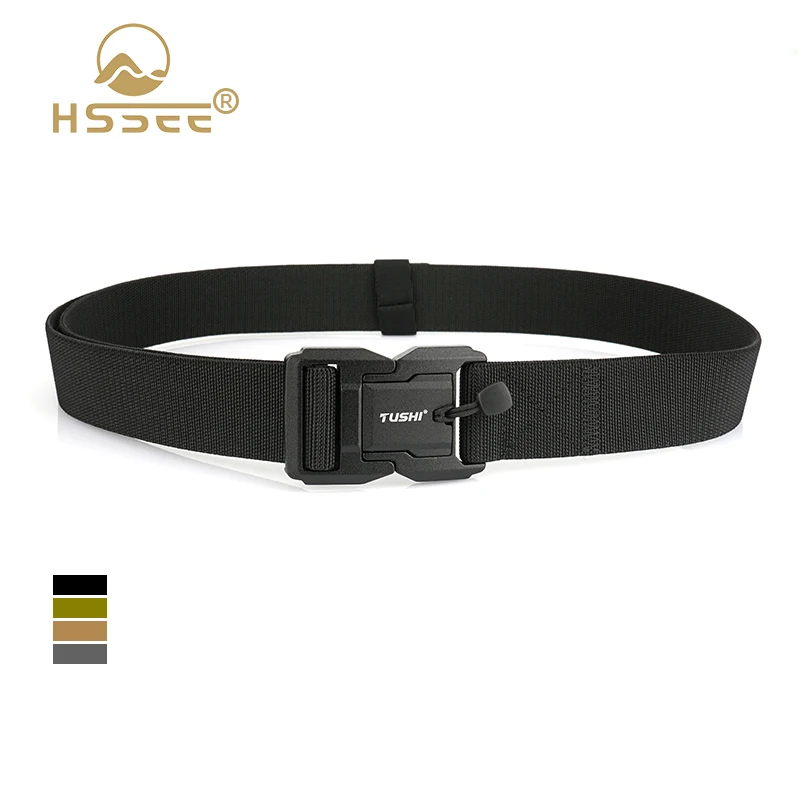 

HSSEE New Men's Elastic Casual Belt Quick Release Aluminum Buckle Tactical Outdoor Belt Soft Nylon Jeans Waistband Male Strap