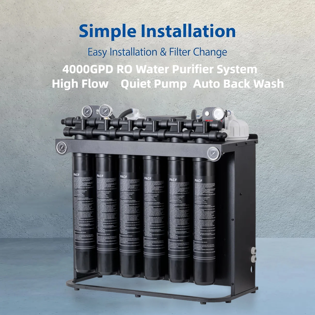 4000GPD 10LPM 0.6TPH RO Purifier System Reverse Osmosis High Flow Water Filter for Small Industrial Treatment Equipment Factory