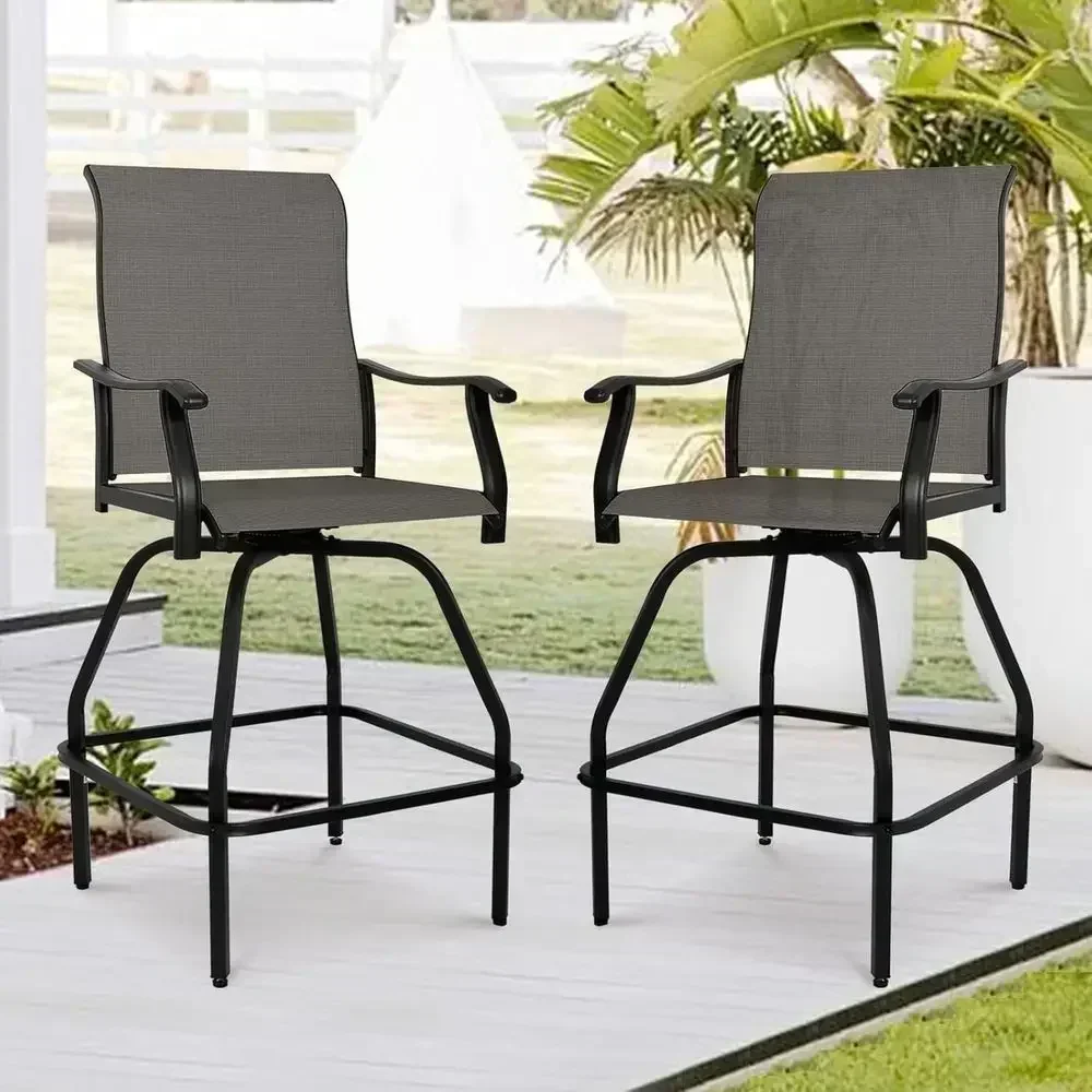6-Piece Outdoor Swivel Bar Stools Set with Textilene Fabric for All-Weather Durability