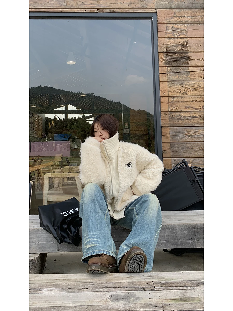 معطف نسائي فاخر من الفرو بتصميم كوري جديد لخريف وشتاء 2023، معطف قطني كاجوال بأسلوب راقٍ #1