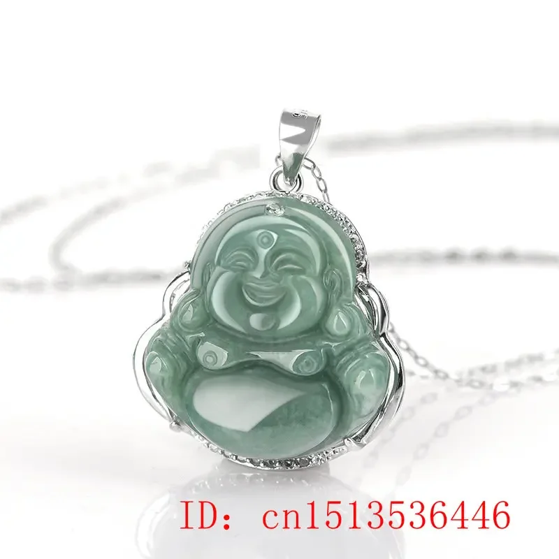 925 Silver Burmese Jade Buddha Pendant Men Jadeite Luxury Natural Designer Talismans Green Certificate Fashion Emerald Necklace