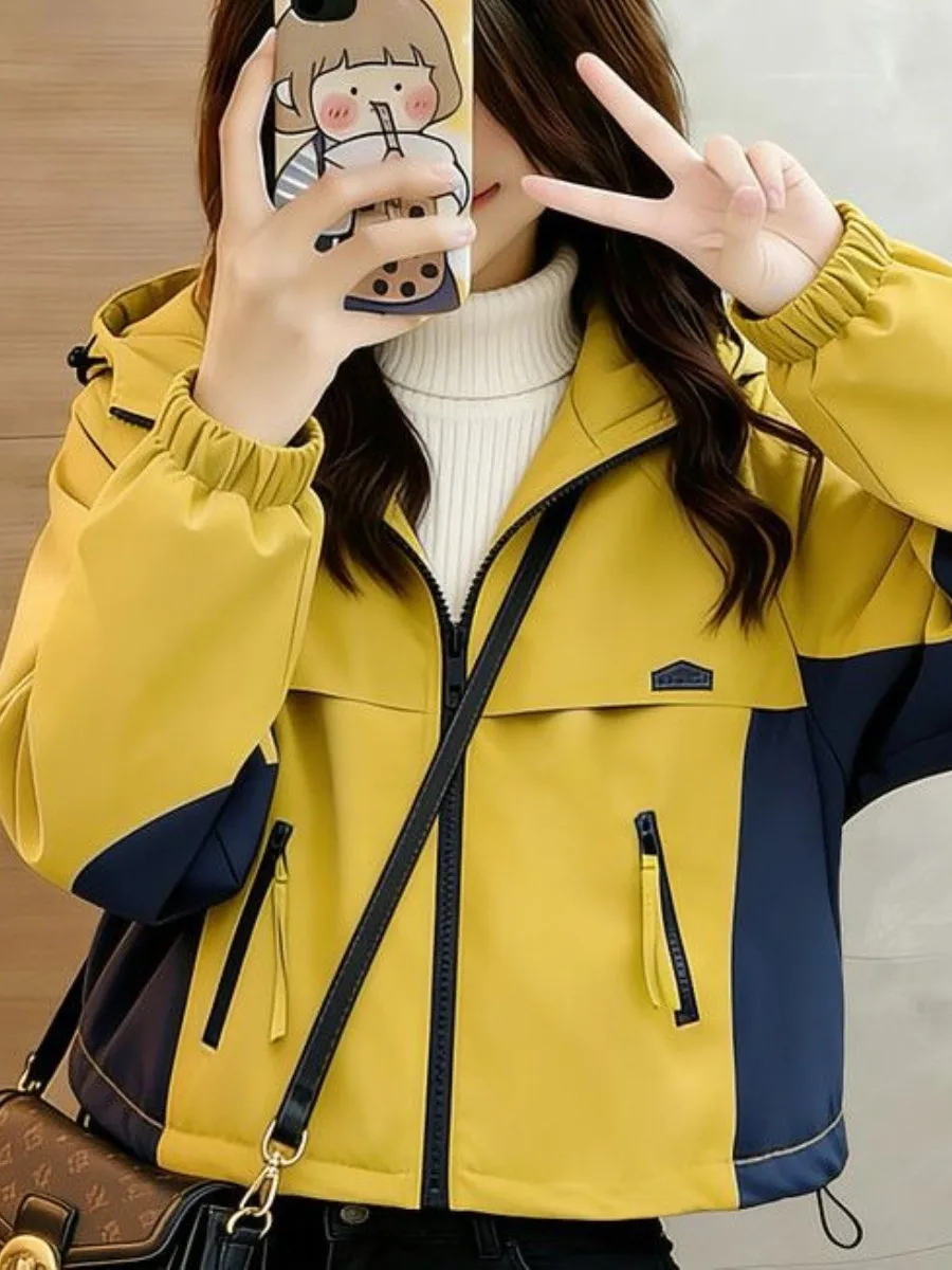 spring-autumn-soft-jacket-short-casual-color-block-two-piece-set-fashionable-compact-size-outdoor-clothing-combo