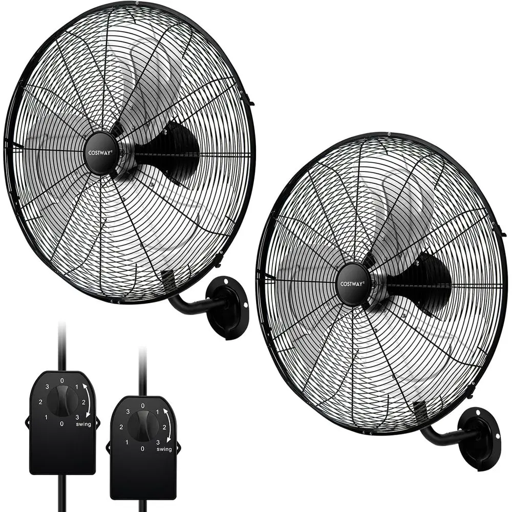 

20-дюймовый металлический настенный вентилятор для тяжелых условий эксплуатации с 3 скоростями, 85 ° Осцилляция, 30 ° Регулируемый, идеально подходит для гаража или мастерской, черный