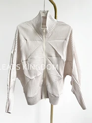 YUDX 2024 Fall New Pleated Series New Standing Collar Zipper Section Women's Jacket Casual Fashion Cubic High Quality Jacket