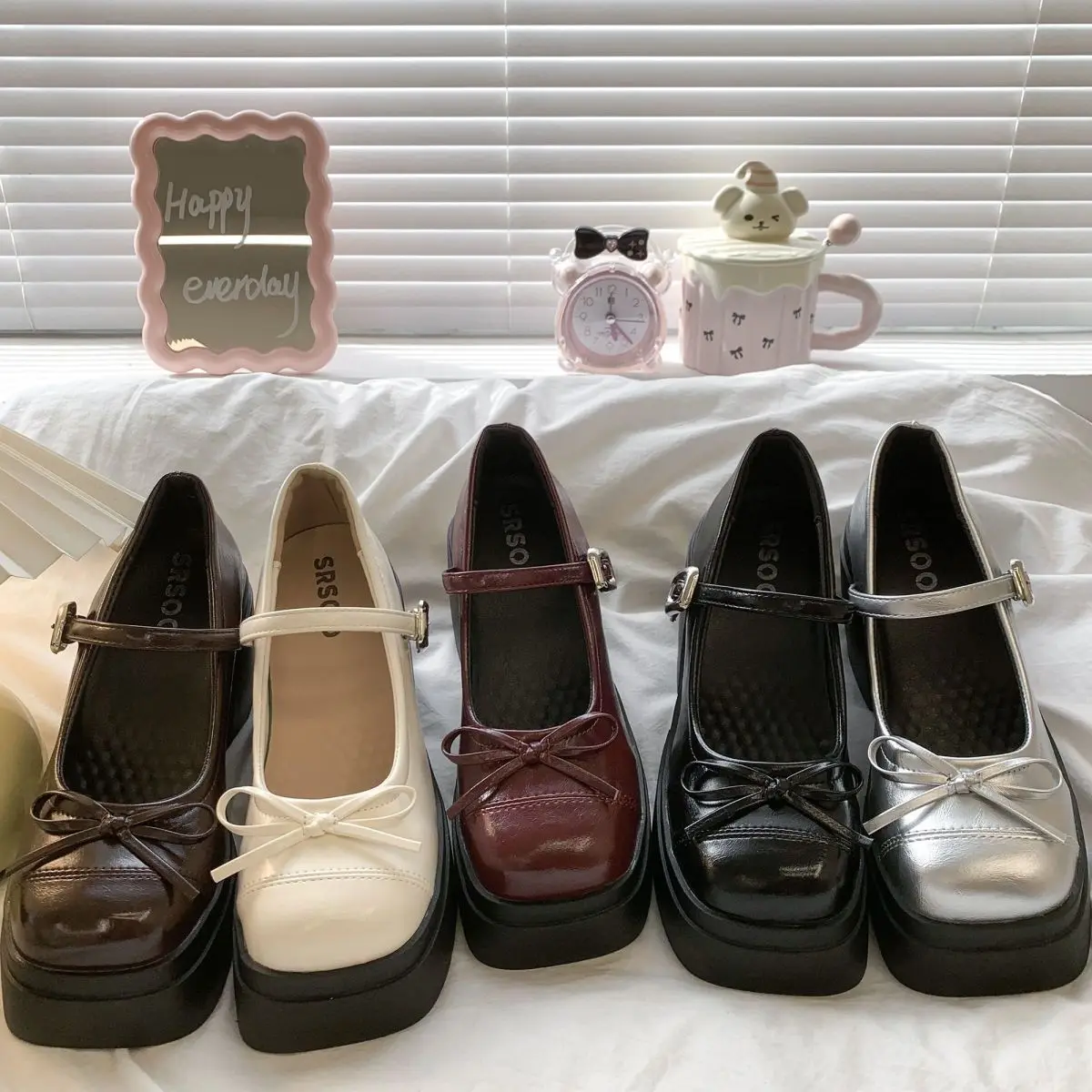 Women Mary Jane Shoes 2026 Platform Thick High Ladies Concise Outdoor Pumps Spring Autumn Women's Dress Leather Shoes