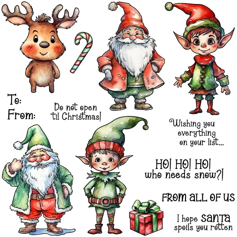 

Cute Christmas Santa Claus Elf Clear Stamps DIY Scrapbooking Supplies Silicone Stamps For Card Making Albums Decor