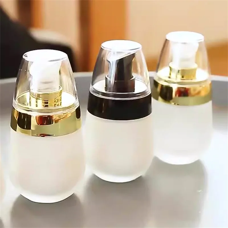 真空すりガラスボトル空の詰め替え容器 30 ミリリットルメイクアップ化粧品フェイスクリームローションジャーペースト軟膏ポンプトラベルボトル