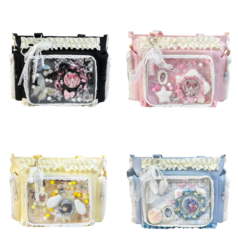 Bow Itabag Lace Itabag Knot Tote Bag Y2K Tote Bag Japanese JK Sweet Kawaii Girl Anime Transparent High Capacity Size Itabag New