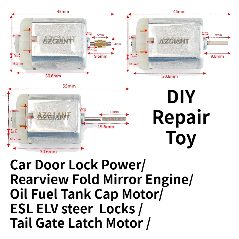 Car Door Lock Side Rearview Fold Mirror Oil Fuel Tank Cap ESL ELV steer Locks Tail Gate Latch Motor 12V Power DIY Repair Engine