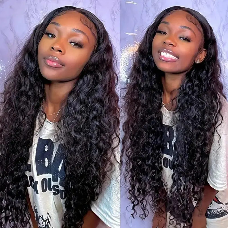 Rosabeauty 250% Density Deep Wave 40 Inch 13X6 13x4 Lace Front Human Hair Wig 5X5 Preplucked Glueless Curly Wig Full and Thick