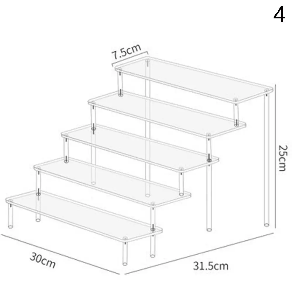 1-4 Tier Acryl Display Stand Duurzaam Display Rack Voor Cupcake Parfum Pop Transparante Trapeziumvormige Blind Box Opslag Plank