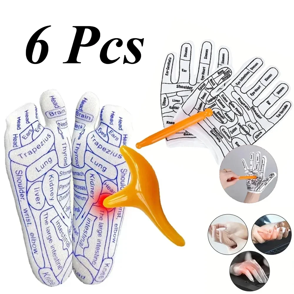 

6 Pcs Foot Massage Acupressure Socks & Gloves Physiotherapy Massage Relieve Tired Feet Reflexology Socks Point Socks Health Care