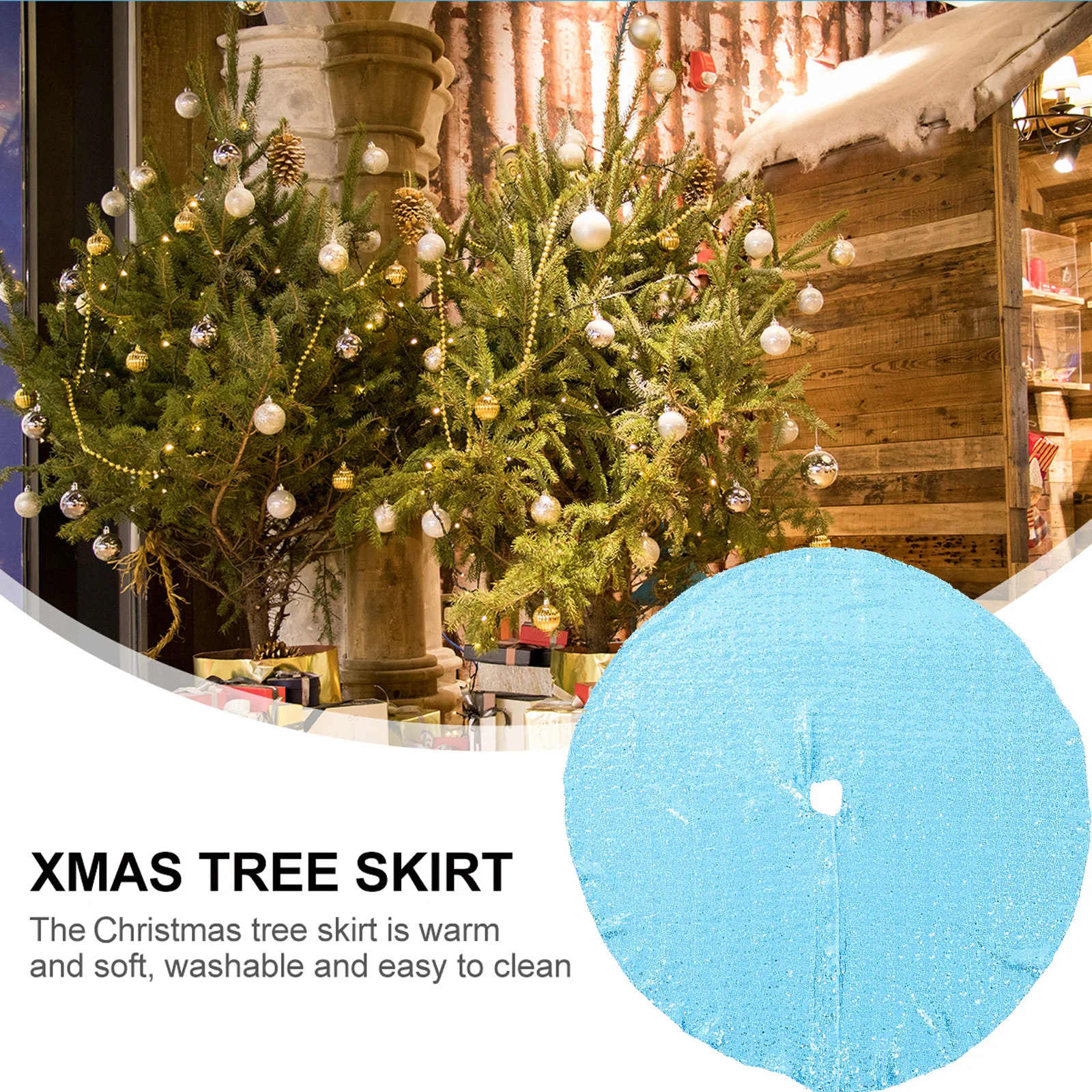 

Christmas Tree Skirt Decoration Burlap Decorative Pad Winter Embroidered Blue Sequins Skirts Baby Xmas