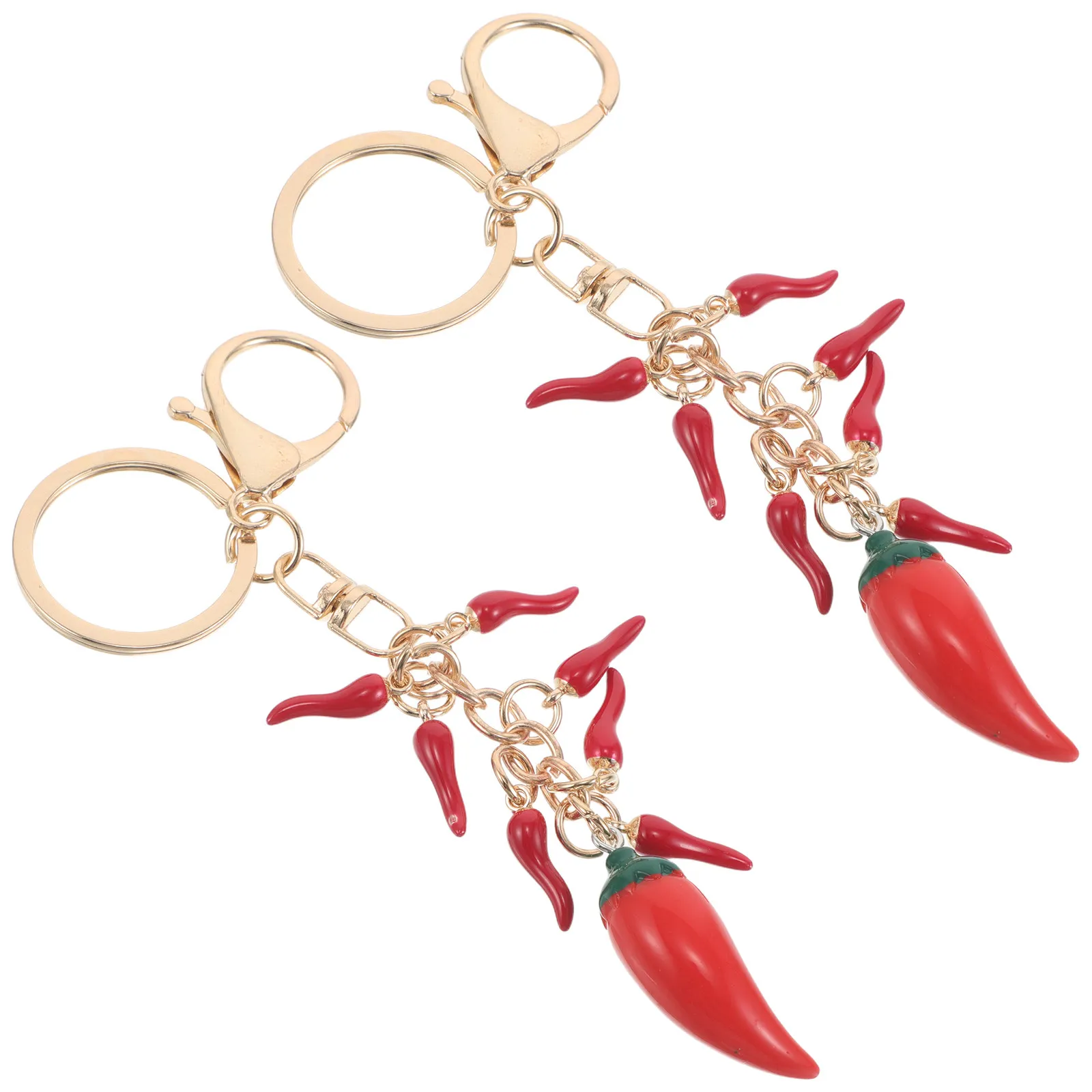 2Pcs Red Chili Pepper Keychains Realistic Mini Vegetable Pendant Backpack Purse Car Charm Fruit Keychain Novelty Accent view 2