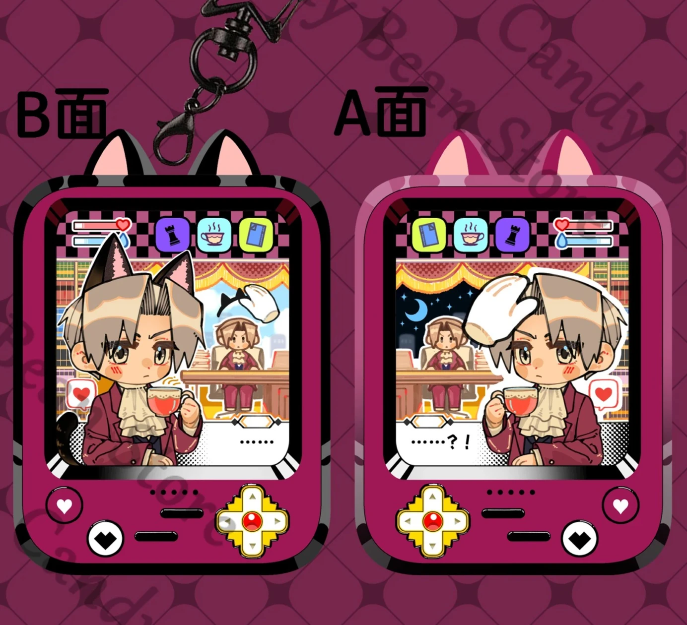 Ace avocat Anime Miles Edgeworth Cosplay chat Machine Badge emblème porte-clés dessin animé Machines de jeu porte-clés pendentif cadeau de noël