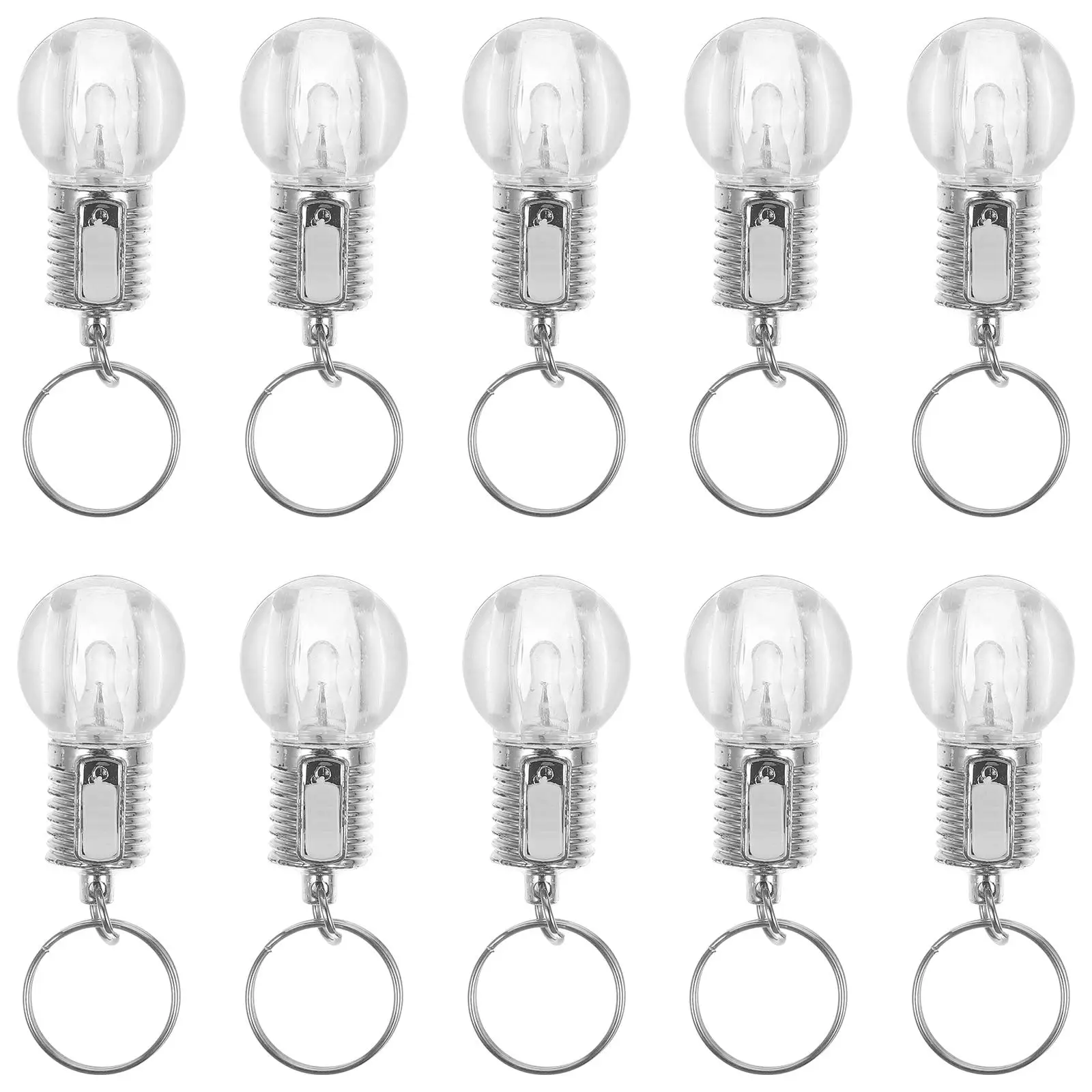 10 Pcs LED Rust Resistant Stainless Steel Keyring Colorful Light Night Torch Mini Portable Unique Design nament Gift Acrylic