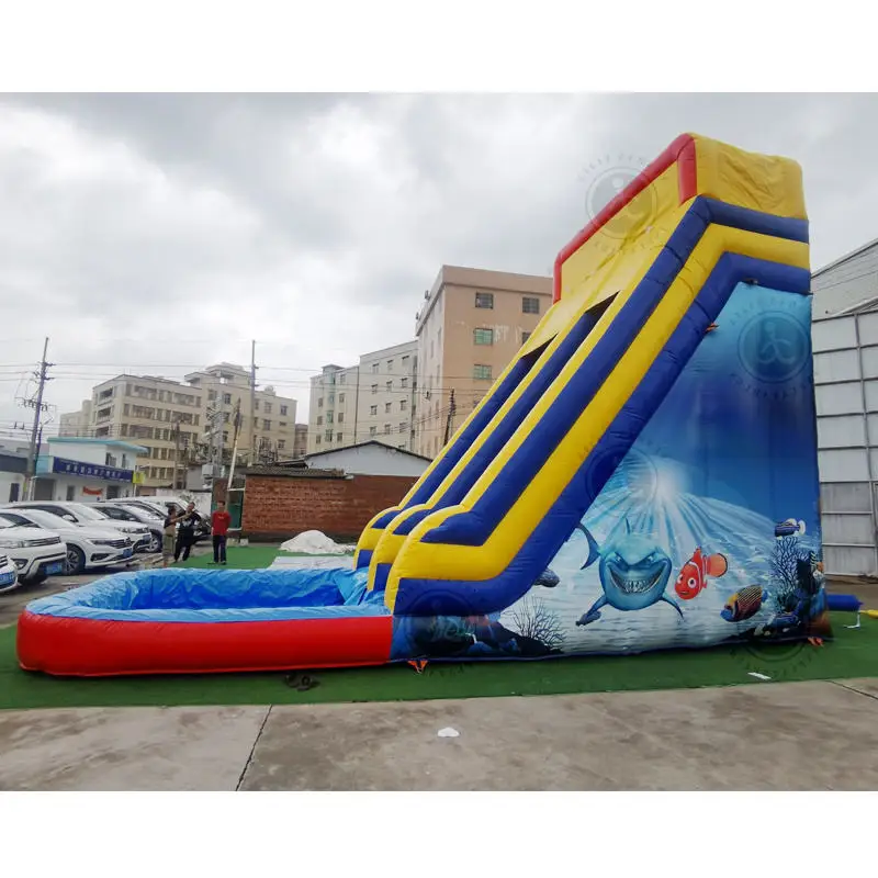 Long slide with obstacles PVC inflatable outdoor long slide castle, children's inflatable bouncing slide