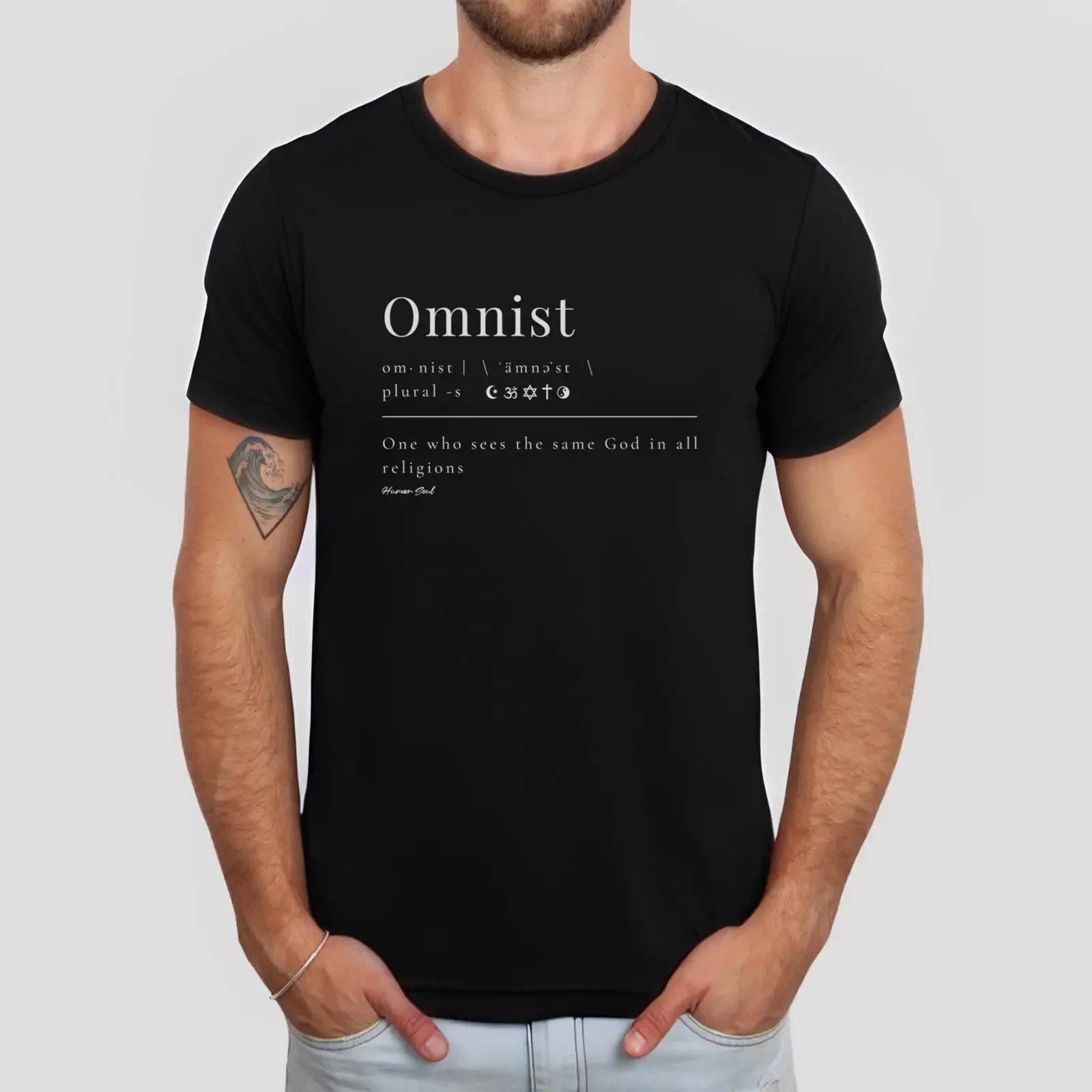 Omnist Definition T Shirt Interfaith Unity Symbol Conscious Souls vintage Washed Comfortable Breathable Soft Stylish Slightly