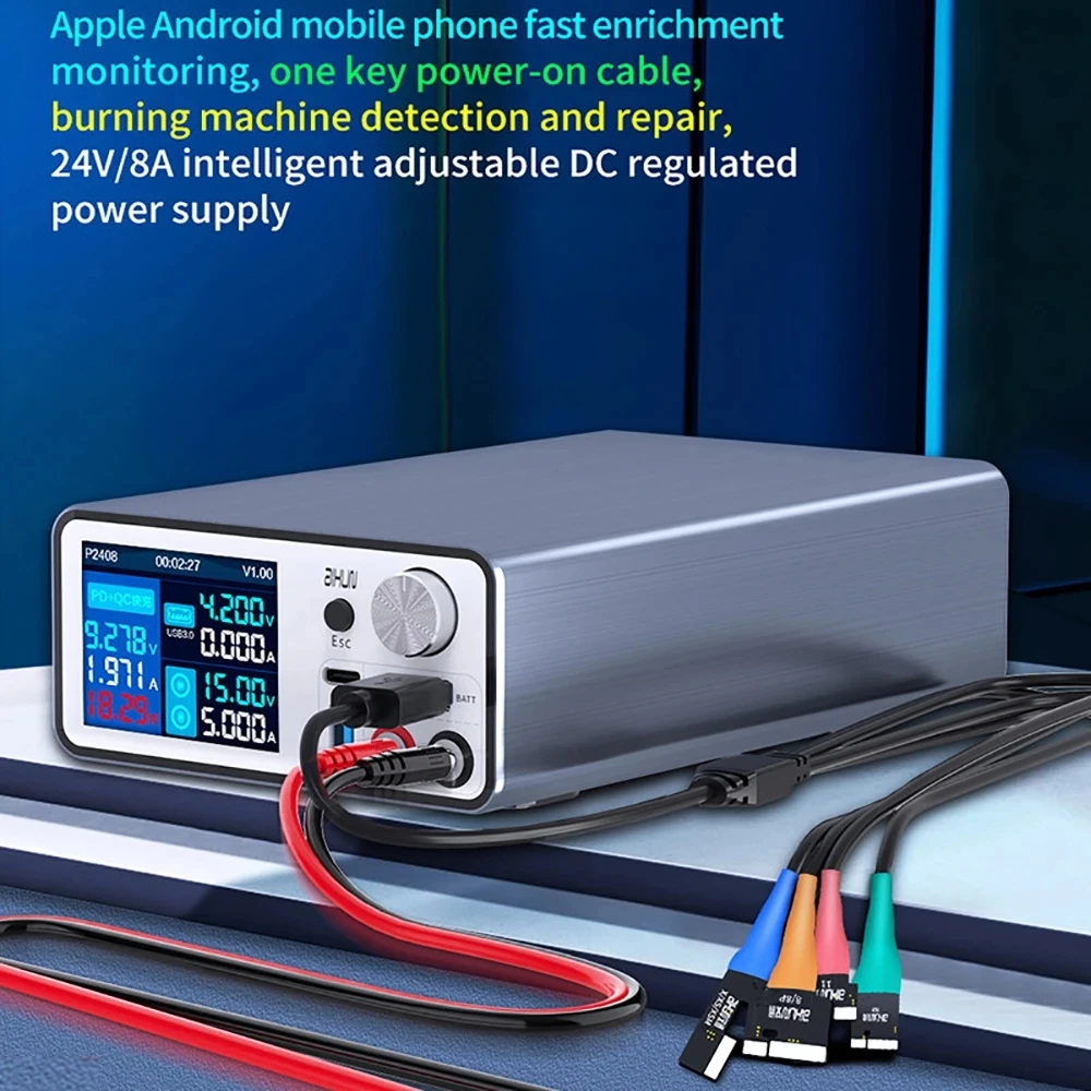 JC Aixun P2408 Intelligent Stabilized Power Supply with Adjustable Voltage Current for Apple Android Phone Fast Charge Detection