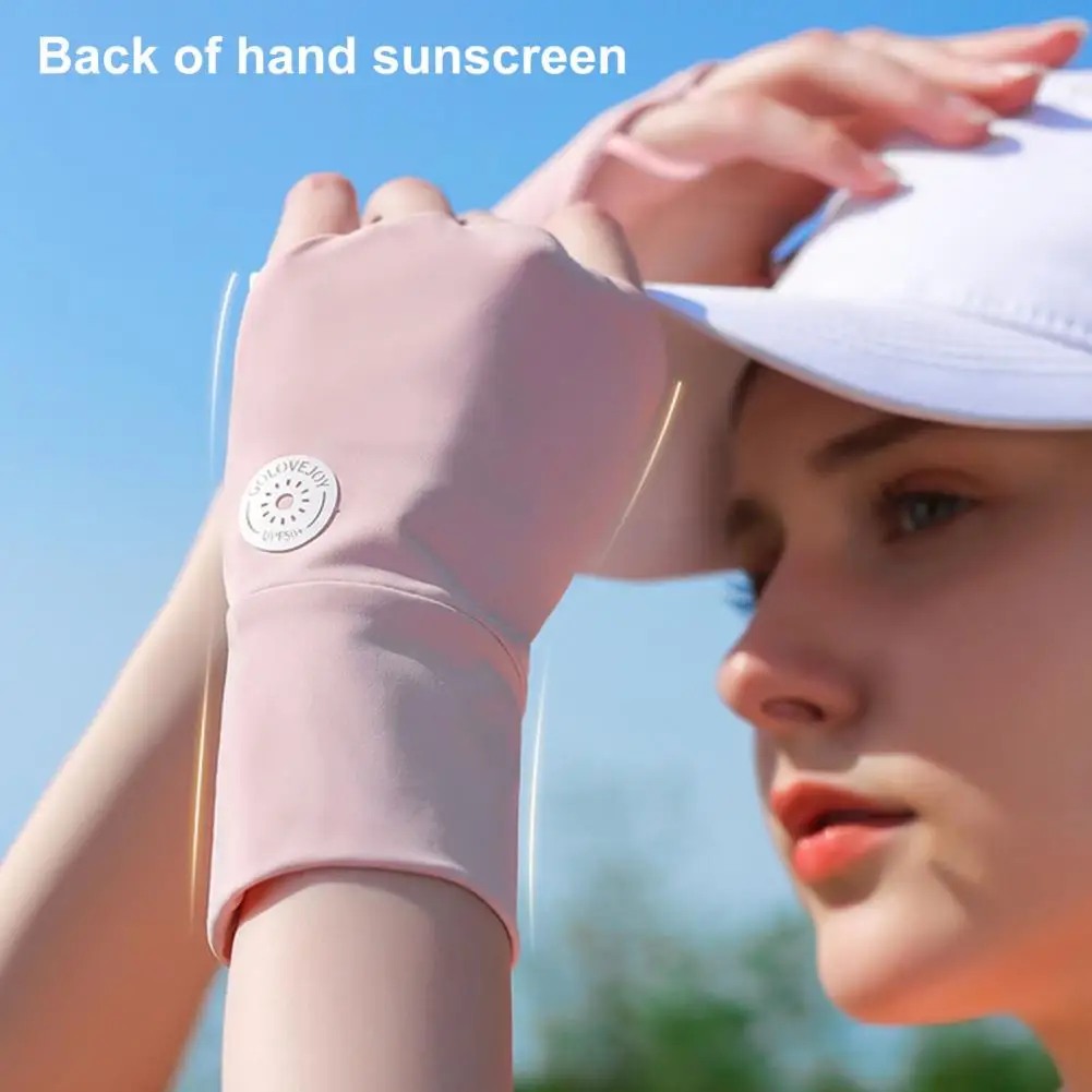 

1 Pair Fingerless Gloves Cooling Ice Silk Summer Sunscreen UV Protection Gloves Woman Driving Gloves Stretch Female Touchscreen