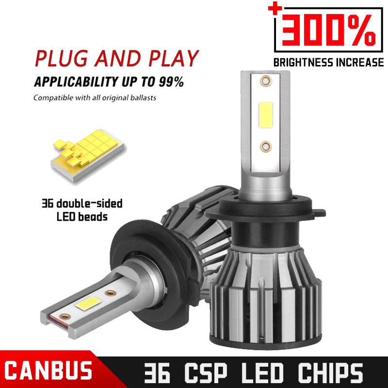 

2PCS H7 H4 LED Car Headlight Bulbs H1 H11 HB3 9005 HB4 9006 9012 White LED Fog Lights Turbo Fan Car Light Lamp Plug And Play 12V