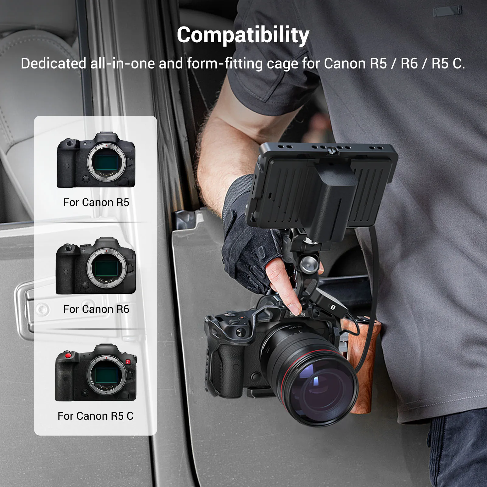 SmallRig-jaula negra Mamba EOS R5C RCamera con abrazadera de cable HDMI y Kit de mango superior para cámara Canon EOS R5, R5C y R6 3233/3234