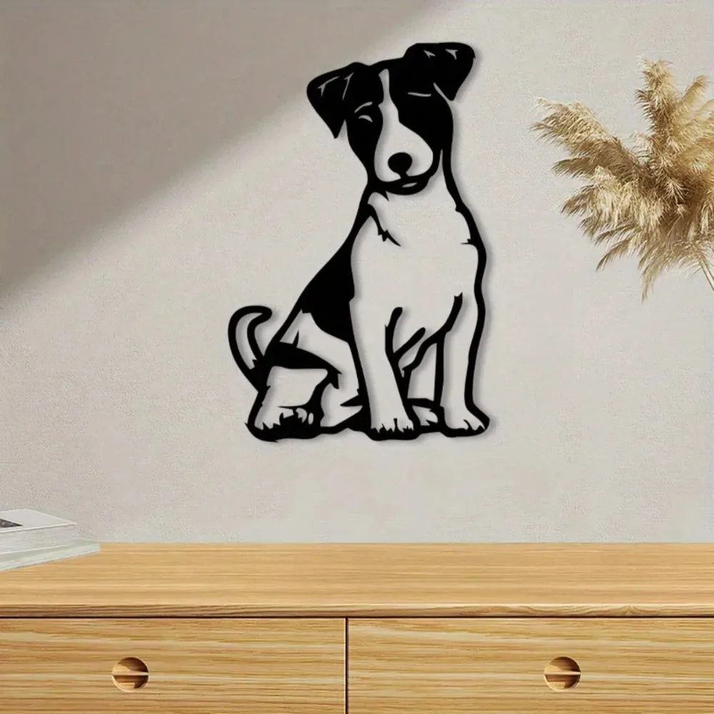 Arte Metálico de Pared Vintage de Jack Russell Terrier, Hierro con Recubrimiento en Polvo, Regalo para Amantes de Mascotas, Decoración Navideña para el Hogar con Temática de Mascotas