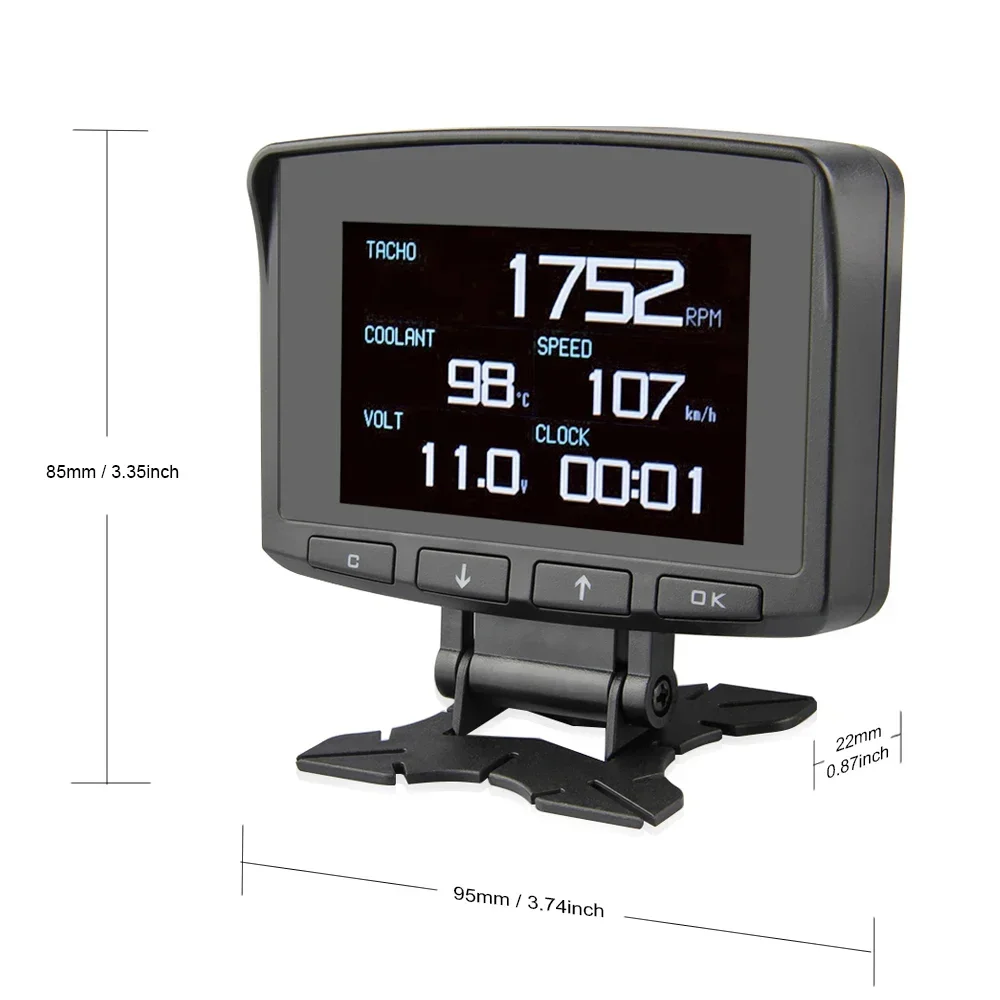 A208 OBD2 Coolant Temperature Trip Speed Fuel Mileage Alarm Automobile On-board Computer OBD Scanner Automotive Diagnostics Tool