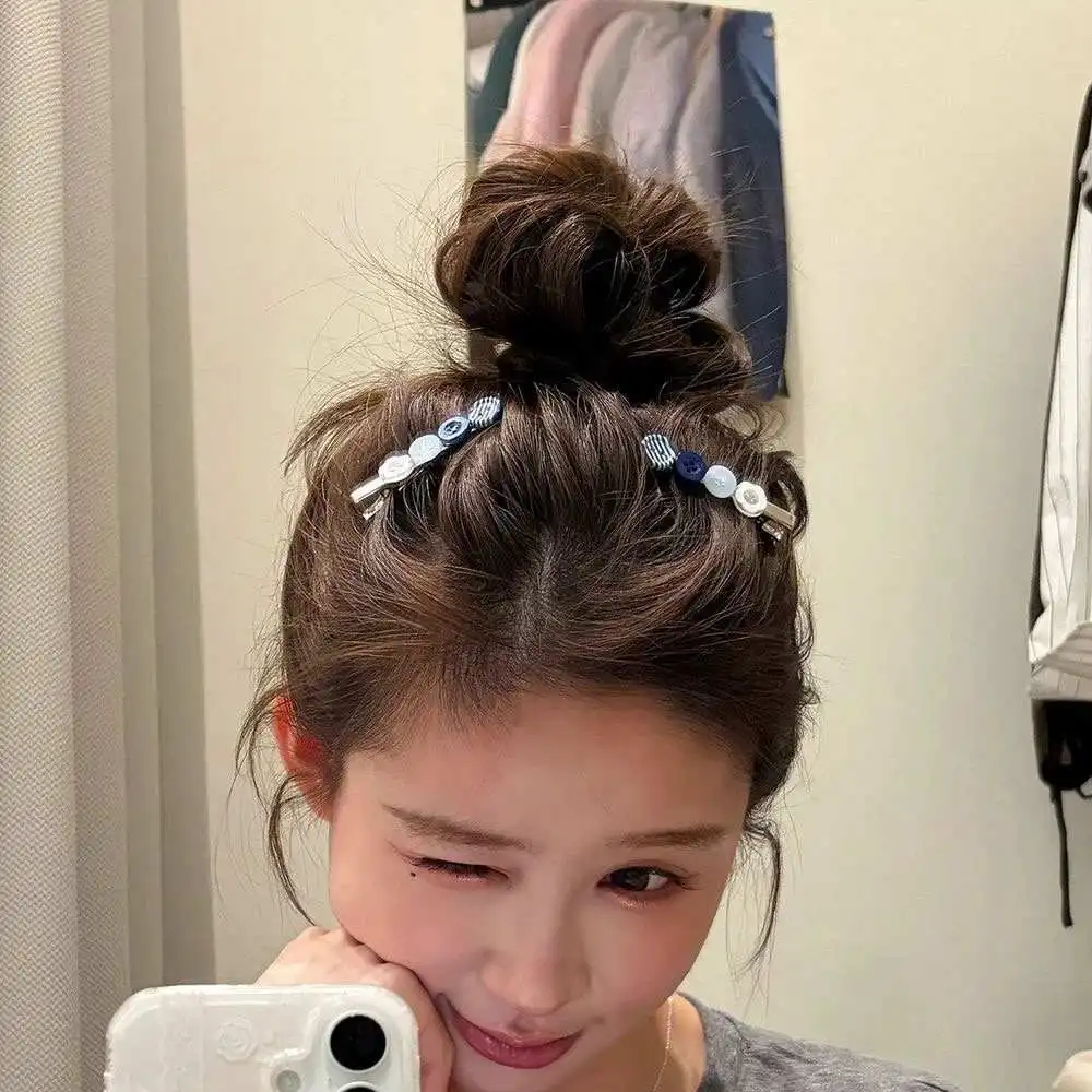 Korean Colored Button Hair Clip Cute Hairpins Barrettes Korean Japanese Side Duckbill Clip Lolita Hair Accessories Daily Casual