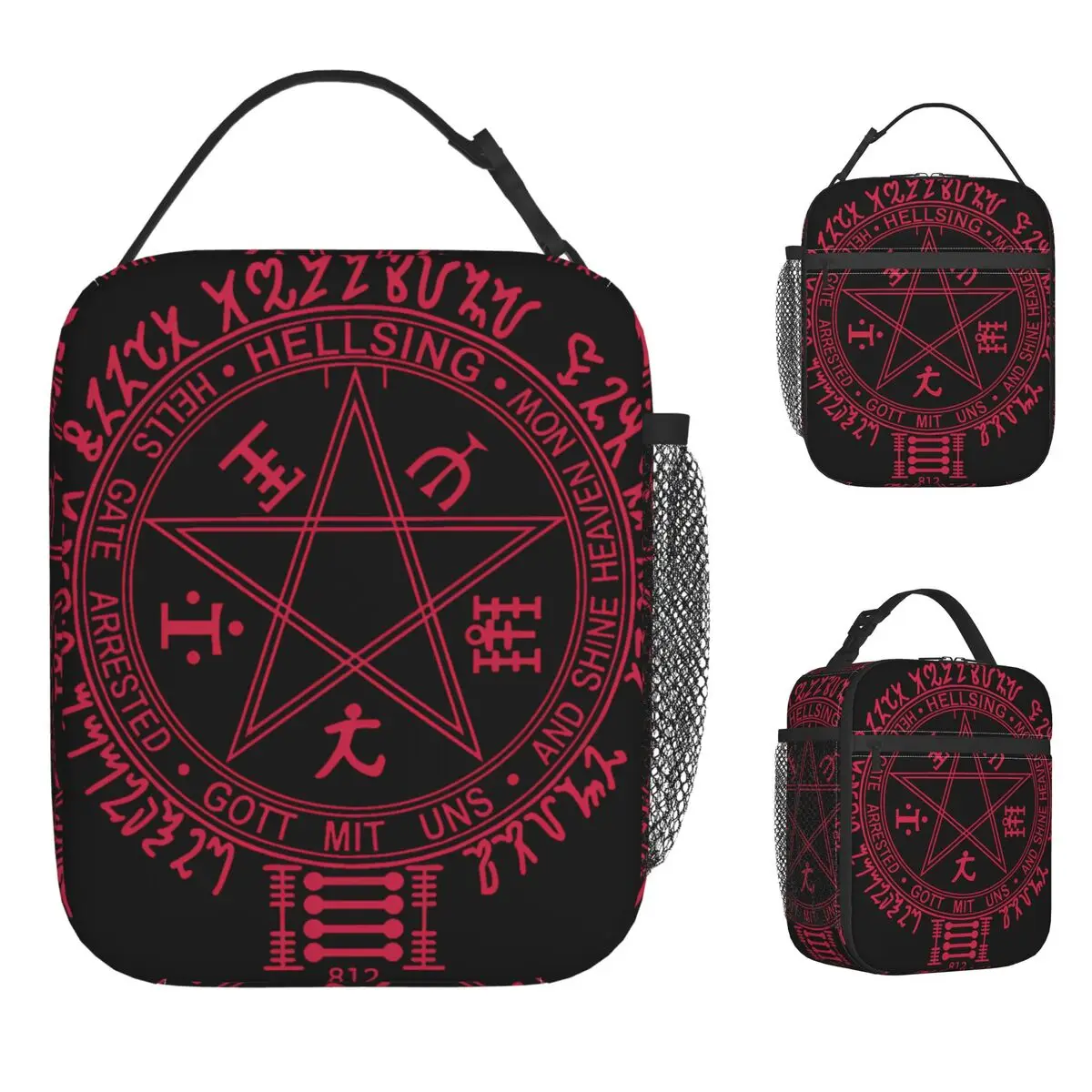 أنيمي Hellsing Alucard حقيبة الغداء صندوق الغداء المدرسية للجنسين الترفيه طباعة الحرارية حمل حقائب اليد
