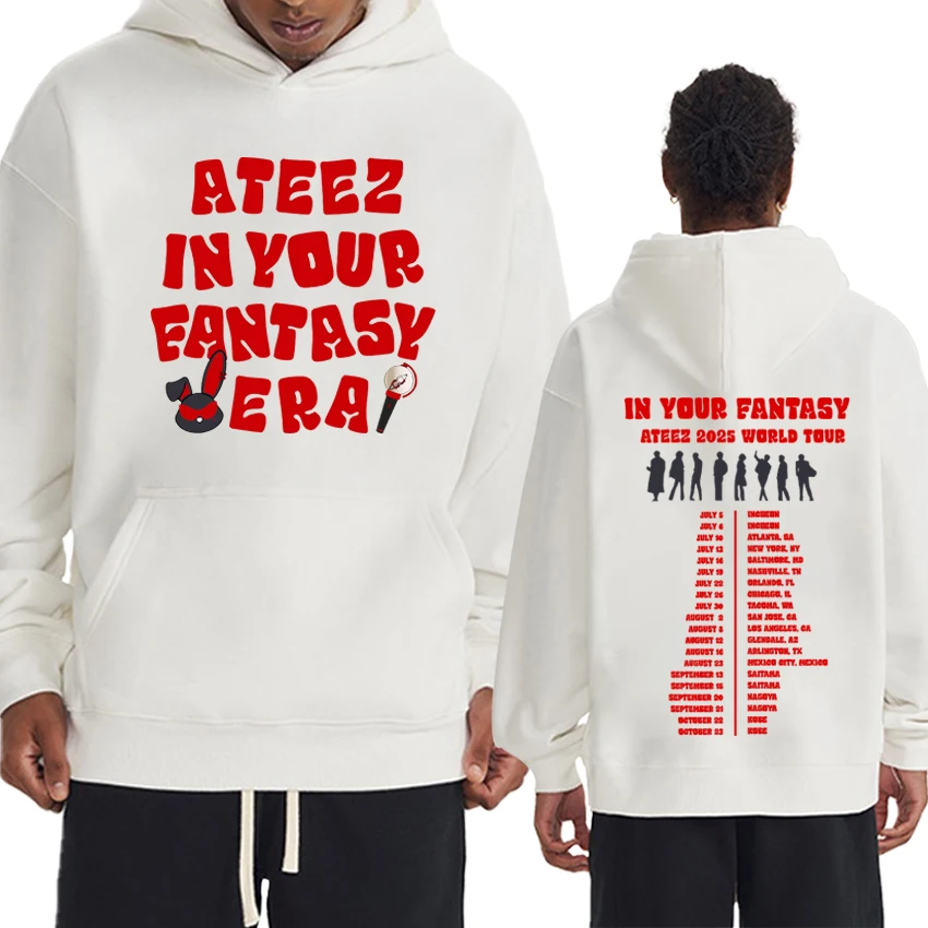 

Korea Ateez 2025 World Tour Double Sided printed Hoodies Men women Trend Casual pullovers Unisex Fleece Long sleeve Sweatshirt