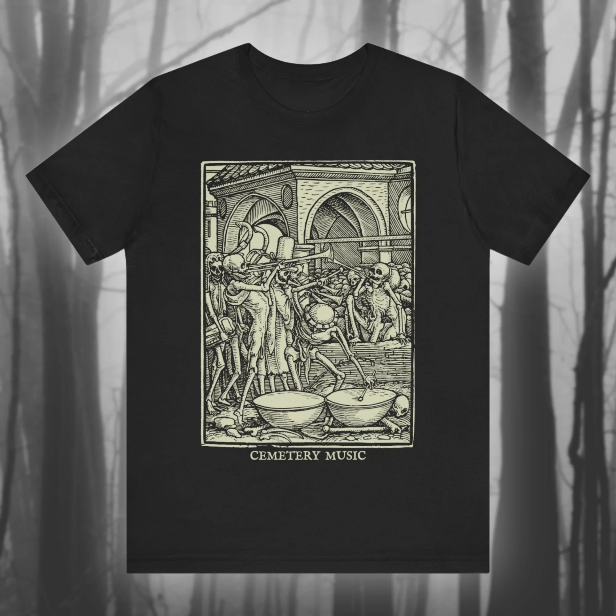 Graveyard Music Goth T-shirt Dance of Death Goth T-shirt Mementos of Death Scary Dance Ghost Top Unisex Short-sleeved T-shirt