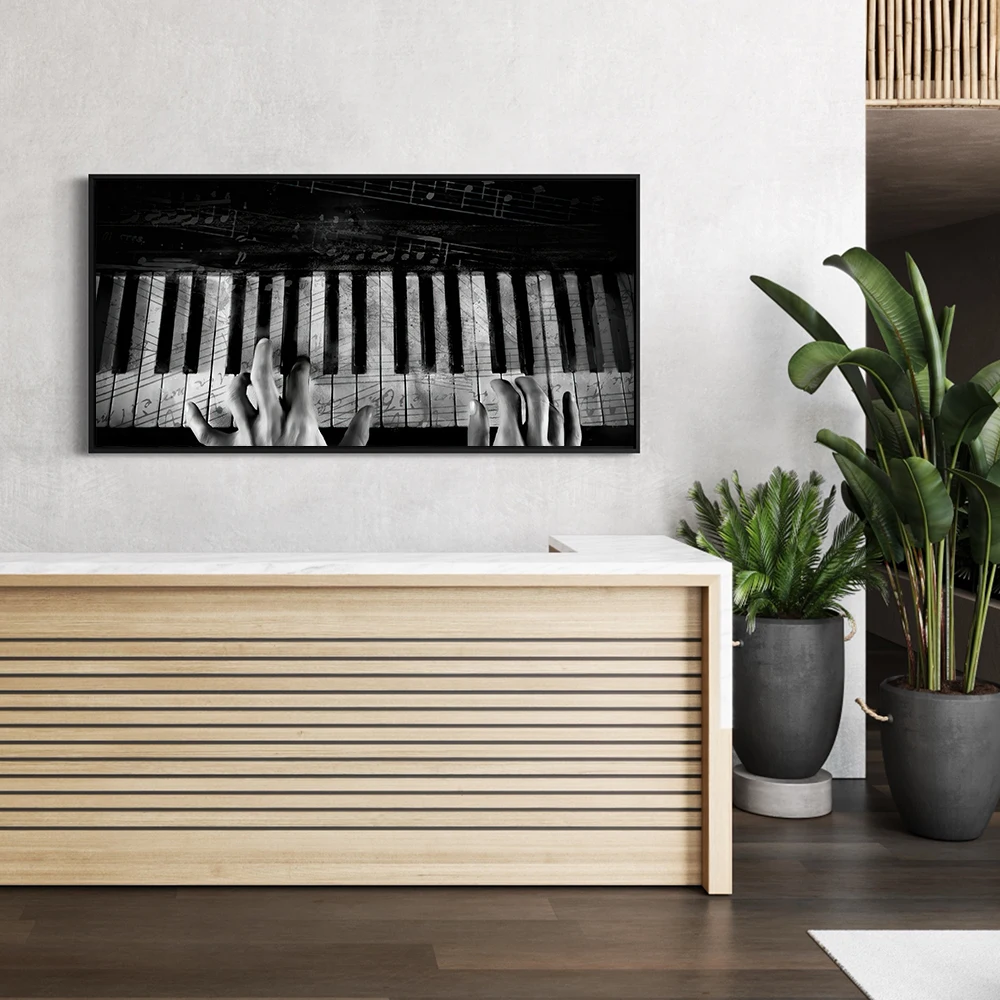 Grey Piano Wall Art Picture Finger Piano Canvas Decorative Painting Poster Home Decoration Living Room Oil Painting Art Poster