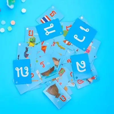 45pcs Learning Cards Thai Vocabulary Builder Flash Cards For Kids Educational Games Toddler Flashcards Teaching Materials