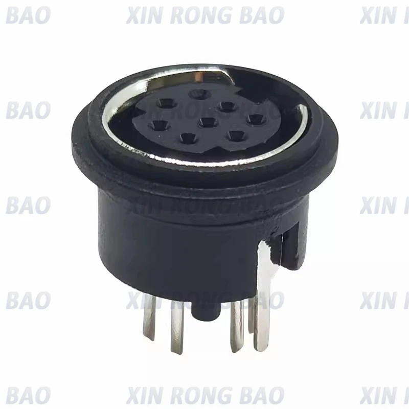 MD8 Core Female Base Soldering Board 180 Degree Small 8-core Female Base PCB Direct Plug-in S-terminal Female Head Round Head 8P