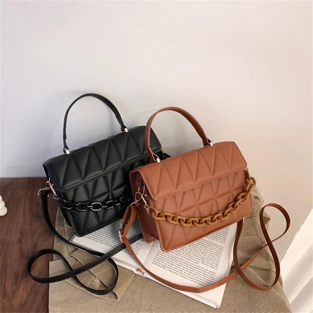 New Trendy Plaid Women Shoulder Bag Fashion Chain Crossbody Bags Brand Designer Handbags And Purses Small Flap Top Handle Bags