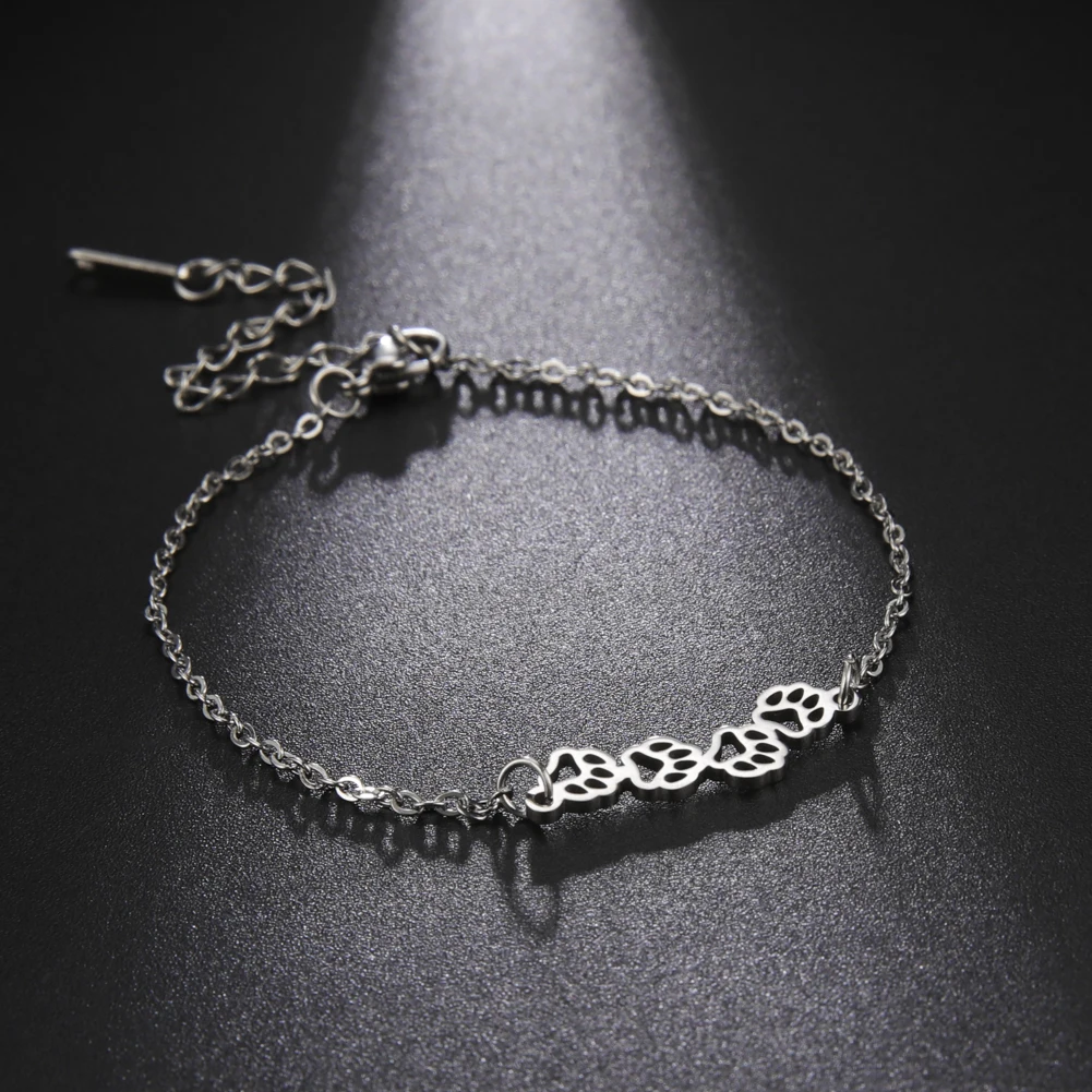 Animal Footprint Pendant Bracelet Fashion Women\'s Charm Bracelet Stainless Steel Bracelet for Girl Jewelry Gift