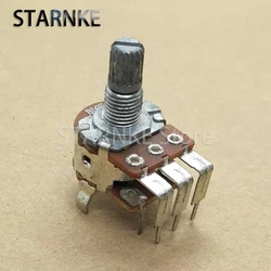3PCS 148 Type B50K Dual 6Pins Potentiometer Amplifier Audio Volume Adjustment Bent Foot Potentiometer Handle Length 15MM