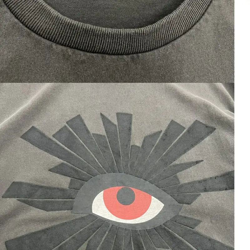 2023 Summer Truth Eye Foam Print Short Casual Retro Sleeve Loose Men High Street T-shirt