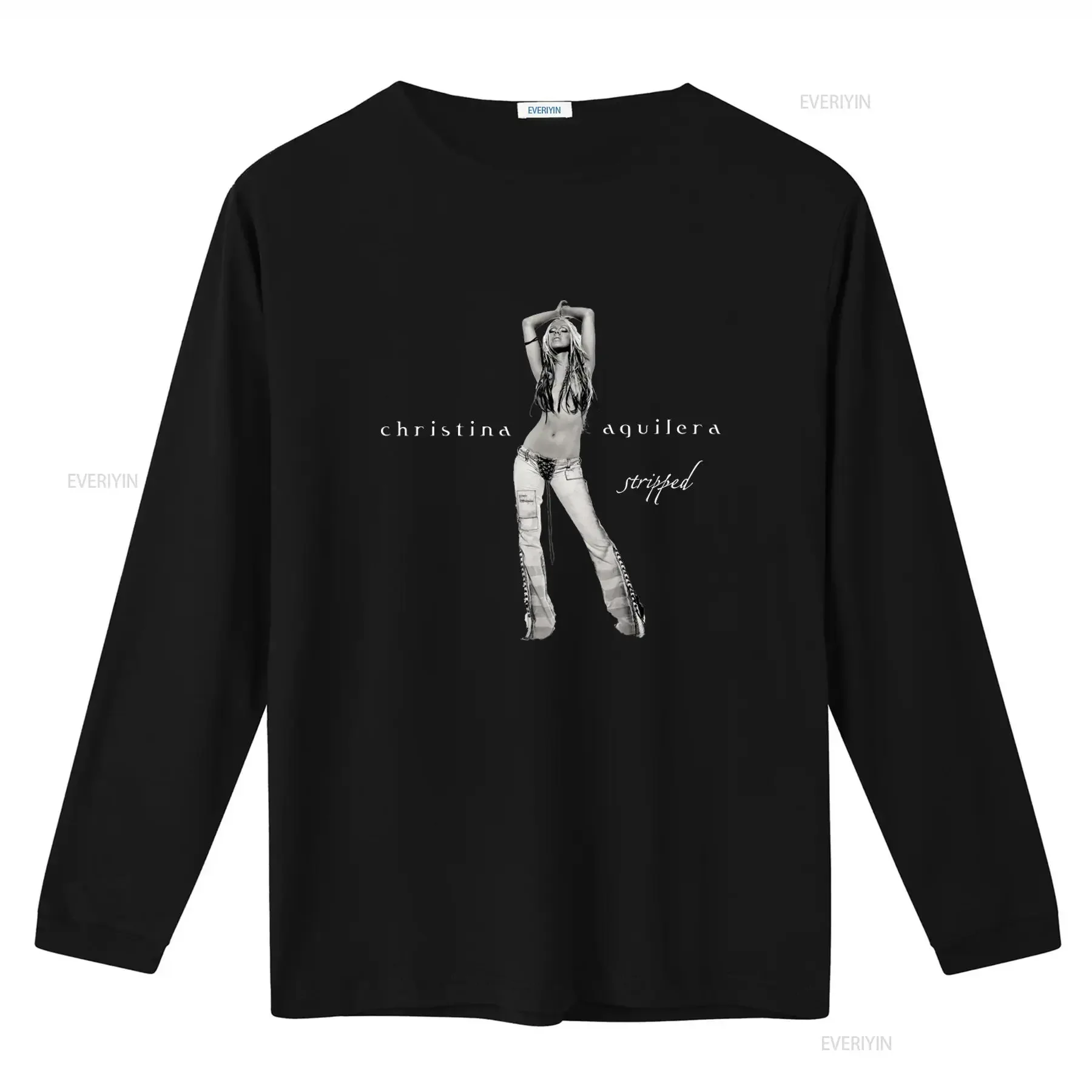 Christina Aguilera Stripped Album Cover 2002 T Shirt Print Hip Hop Style vintage Washed Breathable homme Versatile Unisex