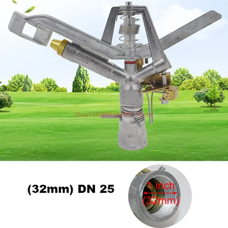 1 Inch (32mm) DN 25 Female Thread Zinc Alloy Rotating Drive Sprinklers 1 Copper Nozzle Irrigation for Mountain Side Slope Areas