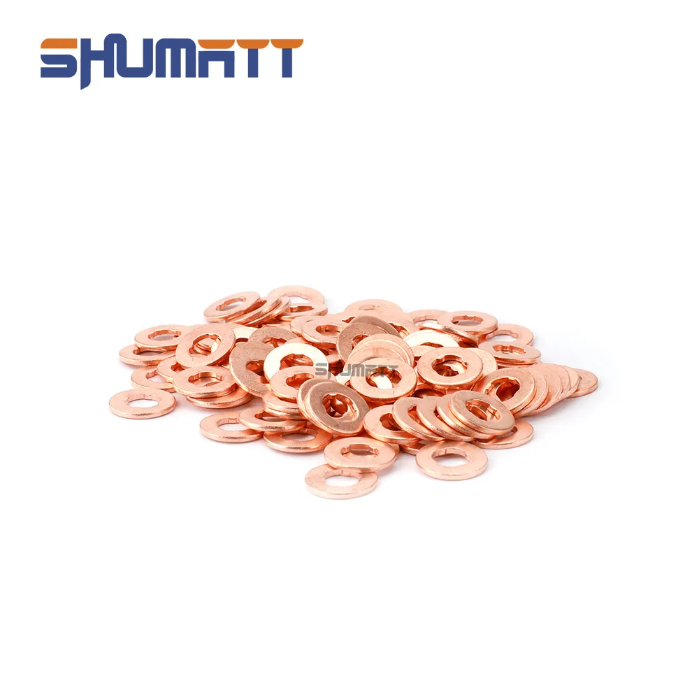 100 قطعة F00VC17503 حاقن وقود الديزل النحاس غسالة الرقائق 15*7.2*1.5 مللي متر لحاقن 0445110020 028 029 030 036 044 057 059 064