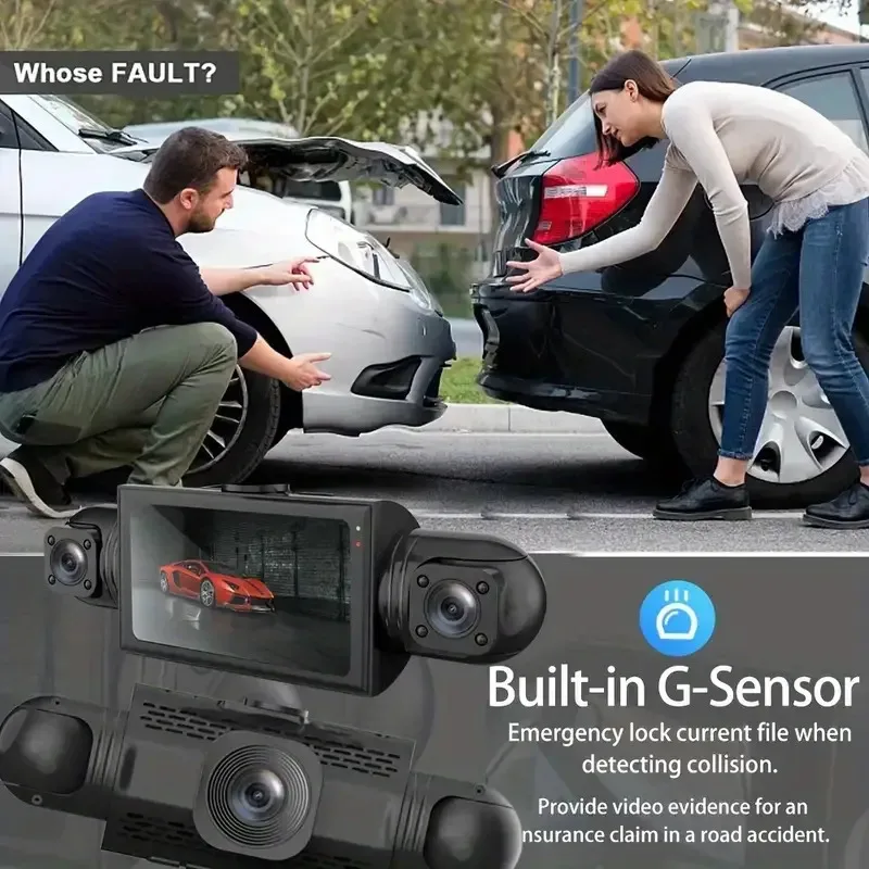 High Quality 1080P Quad Record IPS Dashcam HD 360 Wide Angle Night Vision Driving Recorder