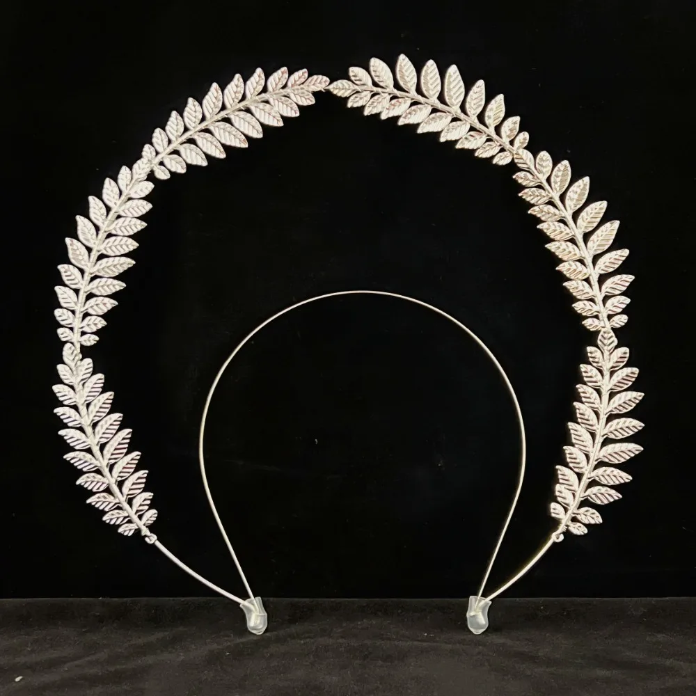 Gold Plated Halo Crown Wheat Ear Leaf Vintage Baroque Tiara Headband Baroque Faux Pearl Inlaid Goddess Headpiece