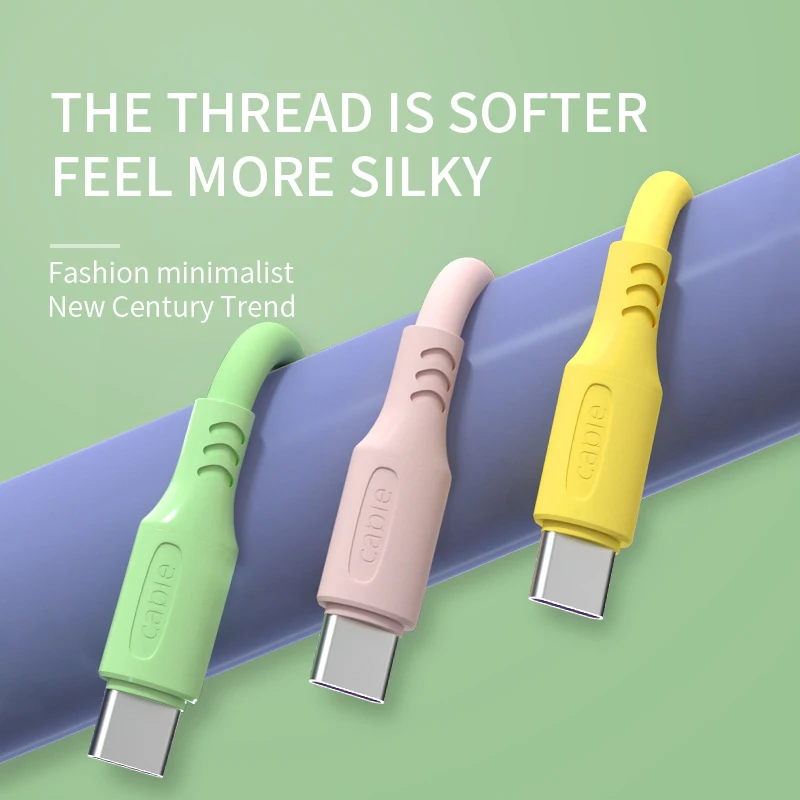 5A Fast Charging Type C Cable USB C Liquid Soft Silicone Data Cord For Huawei Xiaomi 1.2/1.8M Mobile Phone USB-C Charger Wire